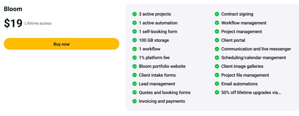 bloom lifetime deal pricing