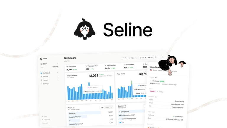 Seline lifetime deal header with privacy first analytics offer