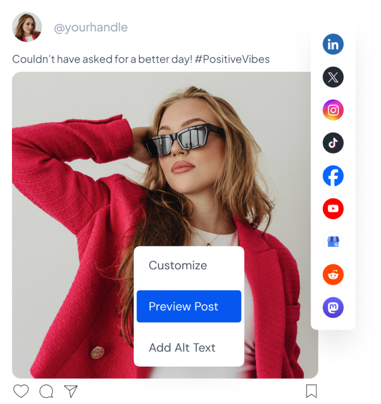 SocialBu preview of a social media post before it is scheduled