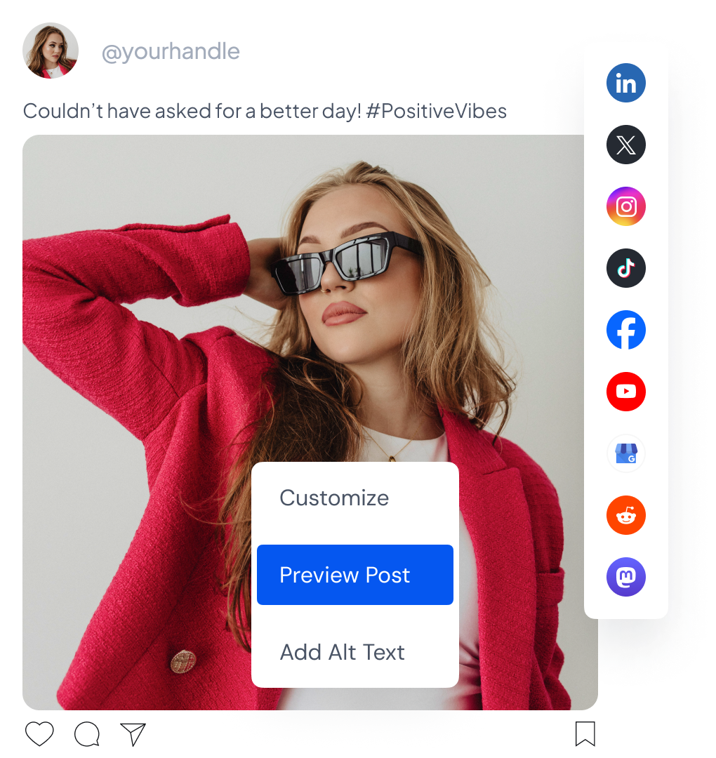 SocialBu preview of a social media post before it is scheduled
